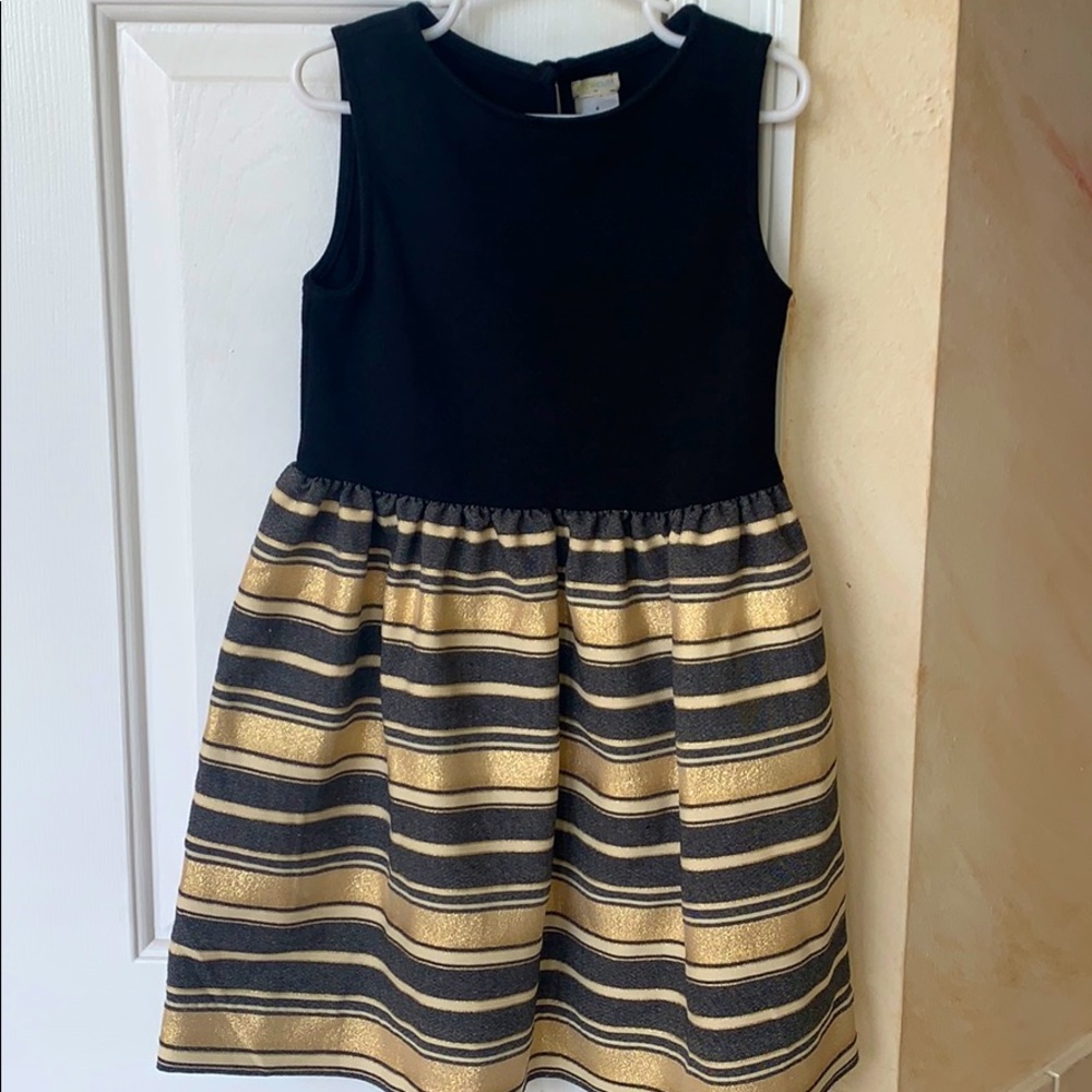 Like new Crew cuts girls black gold dress